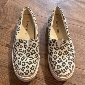 TOMS Leopard-Print Canvas Slip-Ons in Beige, Black & Brown